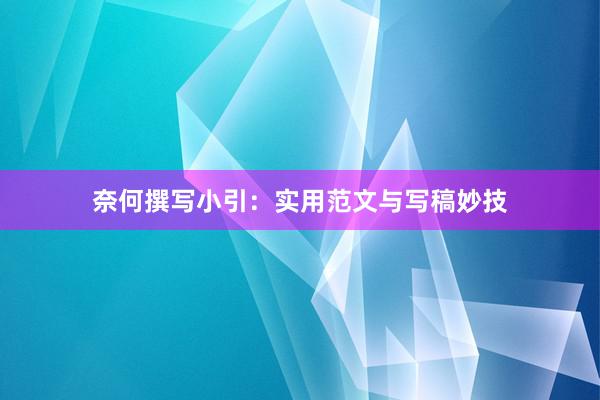 奈何撰写小引：实用范文与写稿妙技
